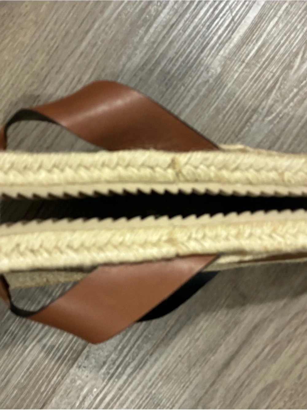 Women’s Brown Leather Woven Jute Thong Sandals